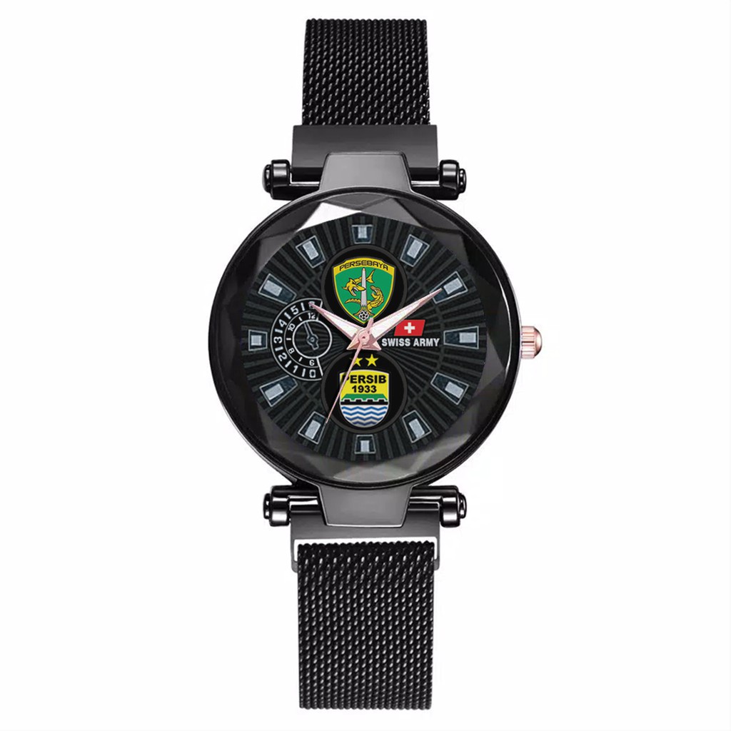 Jam Tangan Wanita Custom - PERSEBAYA-PERSIB Free Box &amp; Batre Cadangan