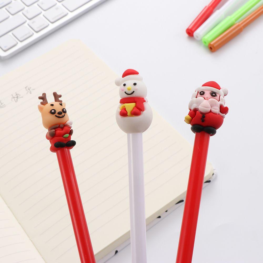 Top 2/5pcs Gel Pen Signature Hadiah Seri Natal Elk Santa Claus Snowman