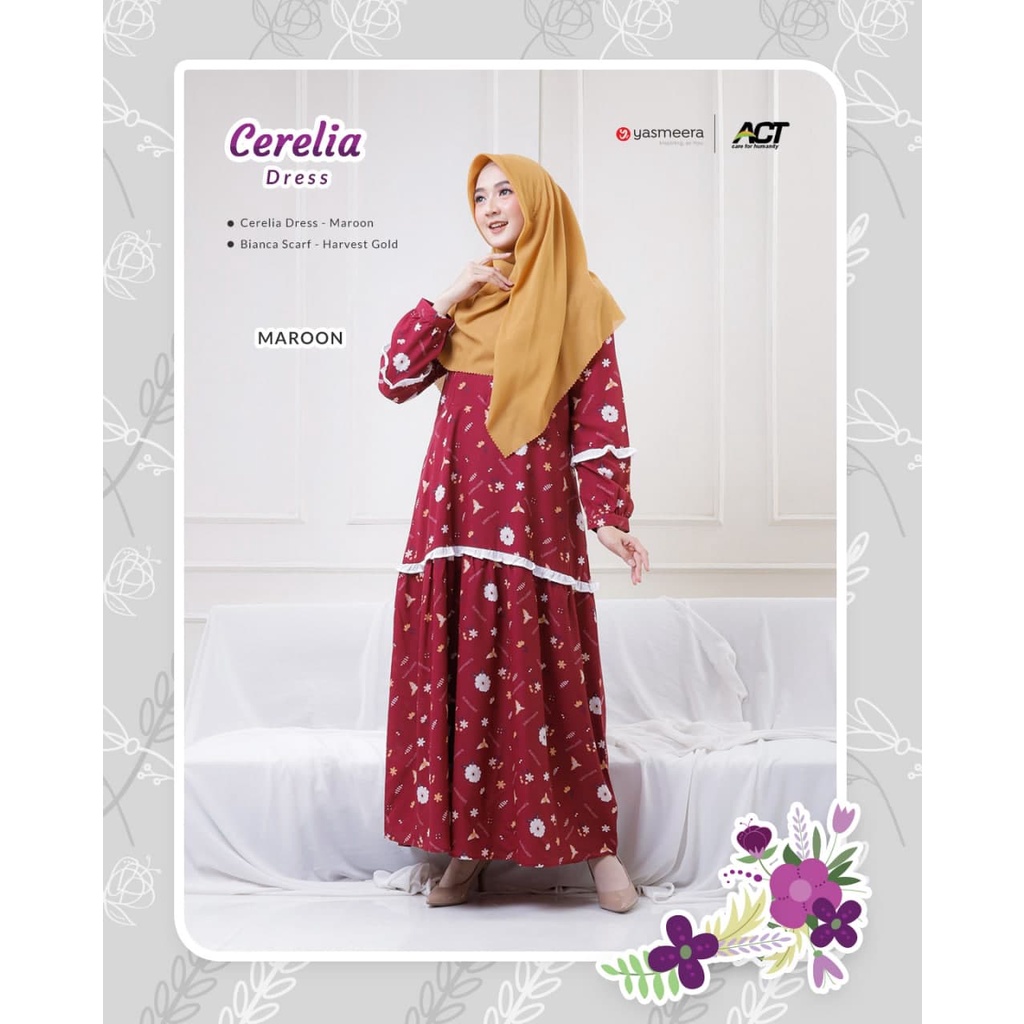 Yasmeera Cerelia Dress - Gamis Wanita Katun - Maroon