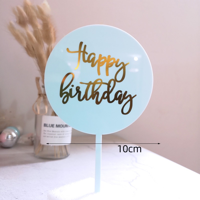 【Ready Stock】Topper Kue Ulang Tahun Selamat Tahun Baru Opper Happy Birthday Acrylic Akrilik Cake Fashion Simple Murah COD