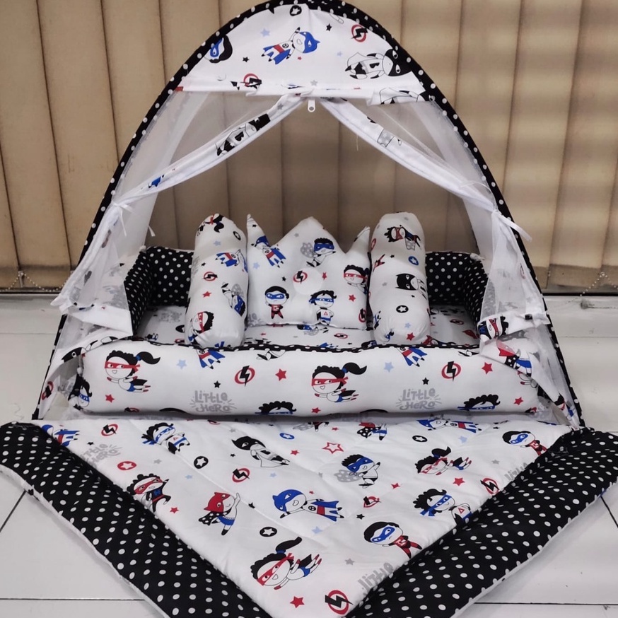 Kasur Kelambu Bayi Baru Set Bantal Guling PREMIUM / Kasur Lipat Kelambu Bayi / Kasur Kelambu