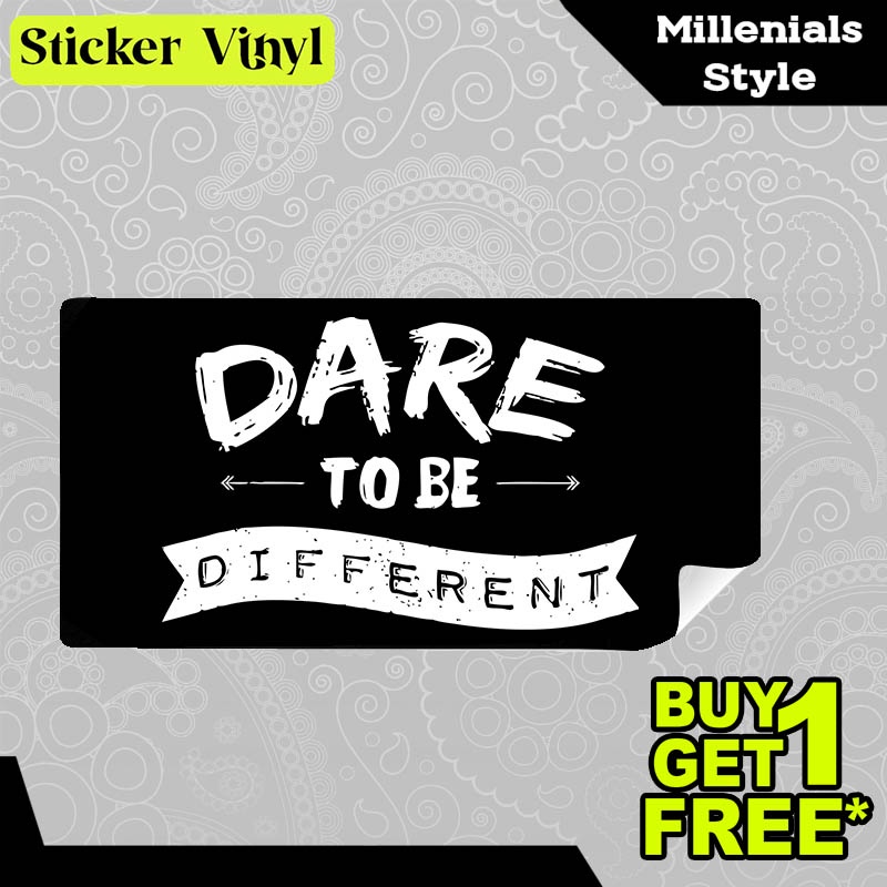 

Stiker Sticker Dare To Be Different Gambar Unik Desain Keren dan Kekinian Aesthetic Bahan Vinyl Satuan Anti Air