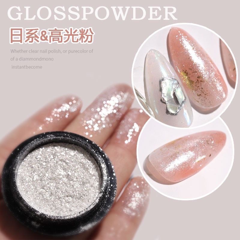 Gloss Powder Bubuk Silver Powder Nail Art Glitter / Bubuk Silver Kuku / Hologram Powder Nail Art