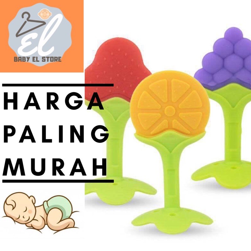 Mainan Gigitan Bayi Silikon Buah Baby Teether Rattle Fruits Silicon