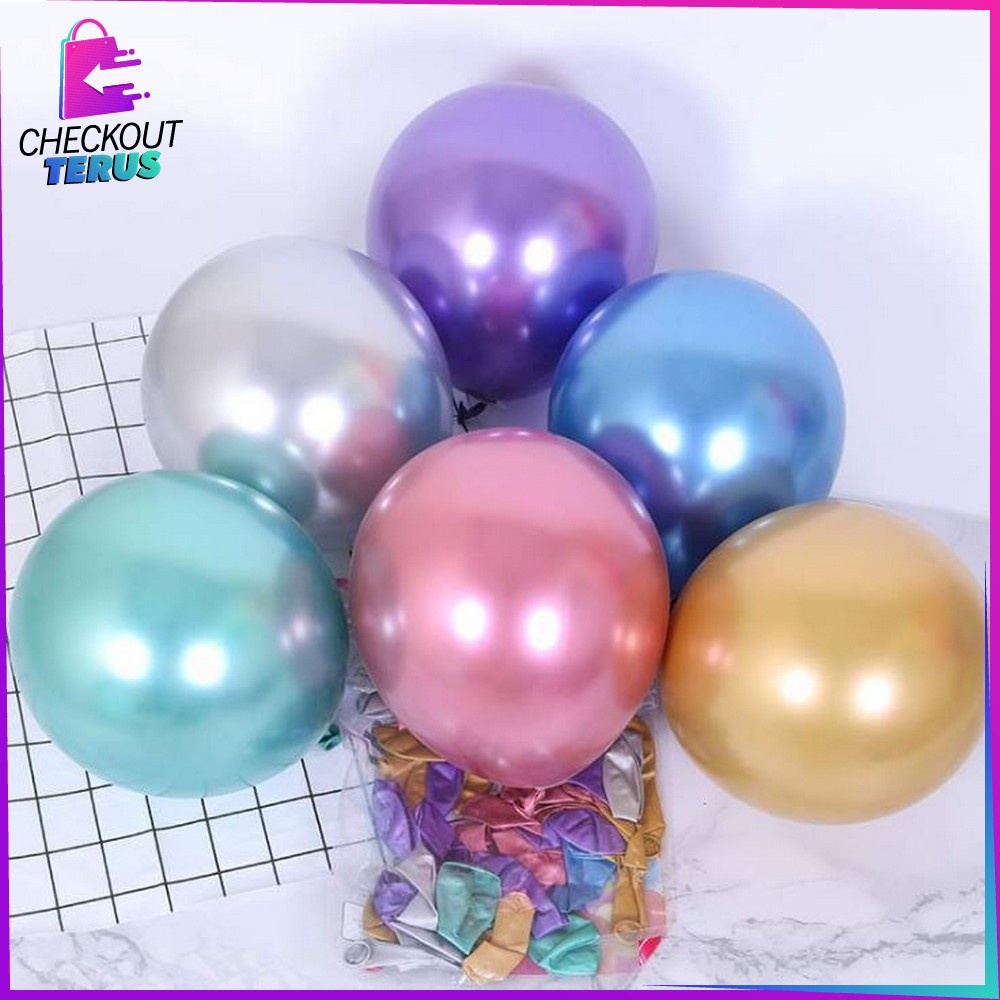 CT C391 C393 Balon Latex Polos Tebal Metalik Ballon Macaron Karet Latek Balon Karet Warna Warni Ulang Tahun Helium Perlengkapan Pesta Ulang Tahun