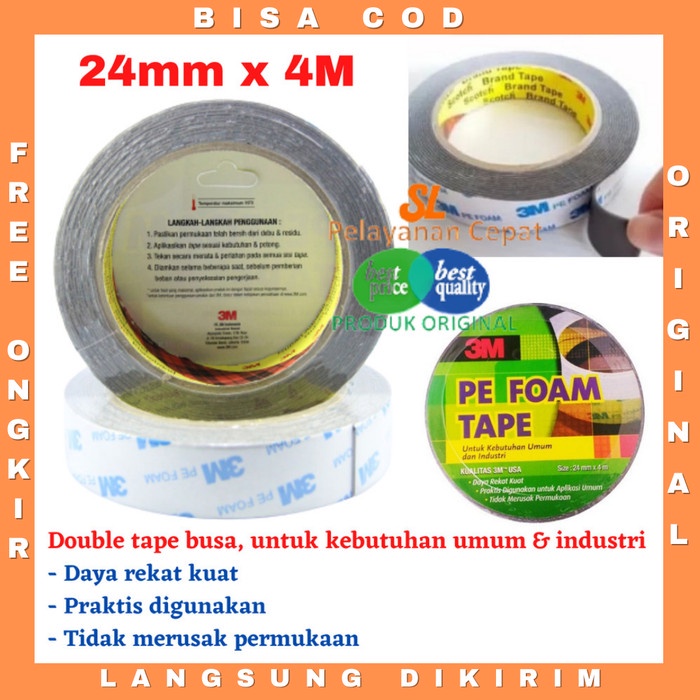 

Promo Double Tape 3M Pe Foam Tape 1600Tg Busa Kualitas 3M Usa 24Mm X 4M Terlaris