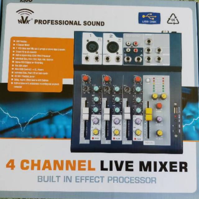 Mixer audio 4 channel plus usb