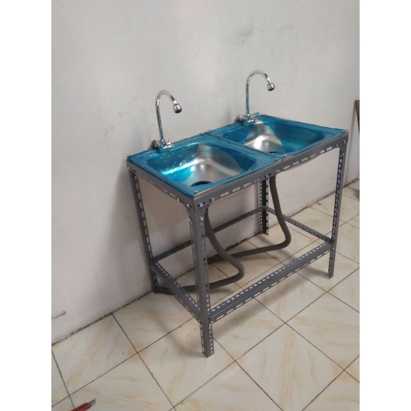 wastafel portable 2 bak cuci piring 80x50tanpa sayap
