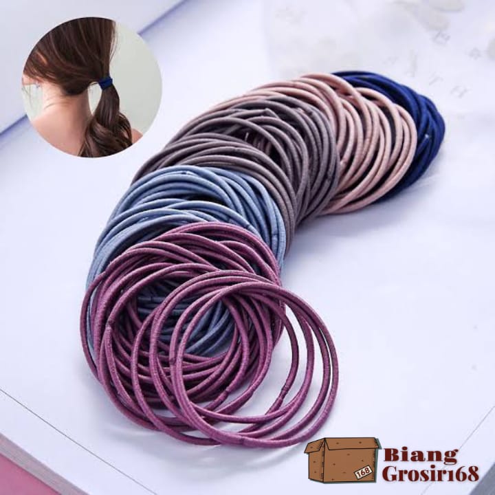 Ikat rambut Korea 1 kantong isi 100 pcs Gelang karet