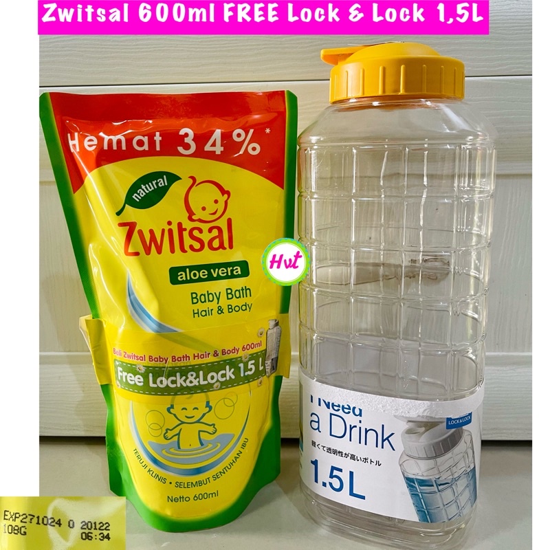 Jual (EXP 10/224) Zwitsal Baby Bath Hair Body 600ml Free Botol Lock N ...