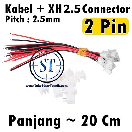 1 Set Cable Connector Micro JST XH 2.5-2 Pin 2 Pin 2P 1 Pasang Kabel 2.5mm Plug Male Female Kabel 2 Jalur 20cm