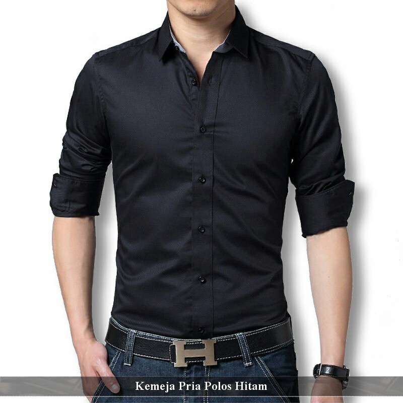 Kemeja Pria Bagus Fashion Cowo Formal Polos Hitam Kemeja Pria Bagus Fashion Cowo Formal Polos Hitam