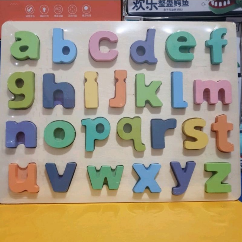 Mainan Edukasi Montessori Anak Puzzle ABC Alphabet Huruf Besar Kecil