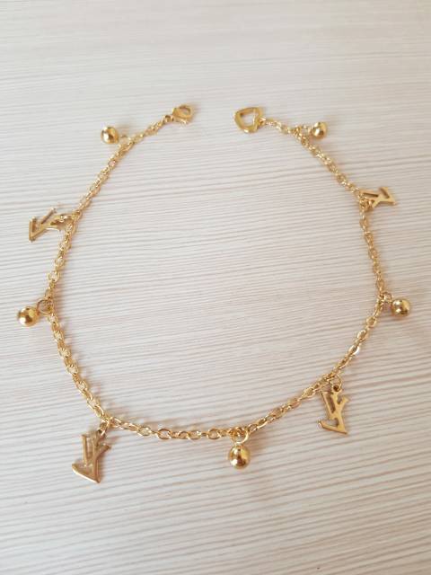 SET Gelang Tangan &amp; Gelang Kaki TITANIUM motif merek antikarat import