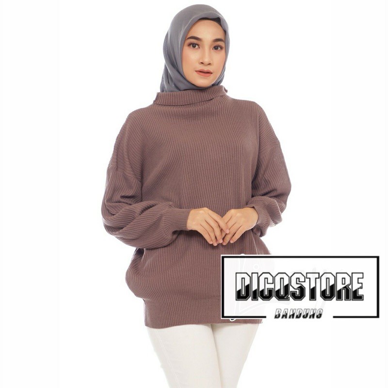 SWEATER RAJUT ARUMI TURTLENECK Atasan Wanita Oversize Rajut Halus Ballon Knit