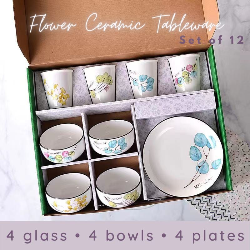 Ceramic set flowers tableware
