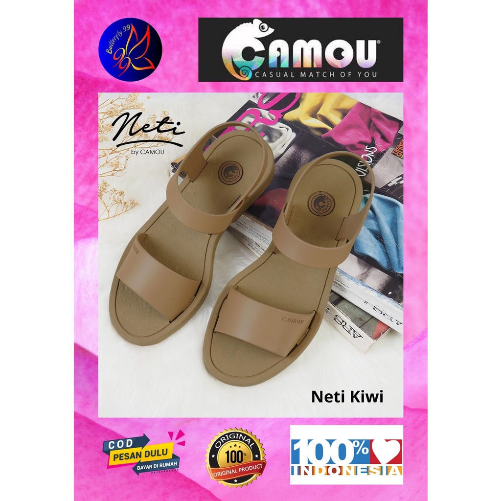 Neti Sandal Wanita Sandal Flat Sandal Original Sandal Camou  Tipe : Neti Kiwi