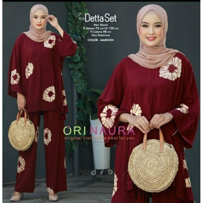 Daster Setelan CP Waka Motif Bunga Mekar /  waka Ori Naura Detta Set Size Jumbo  / Oneset Wanita