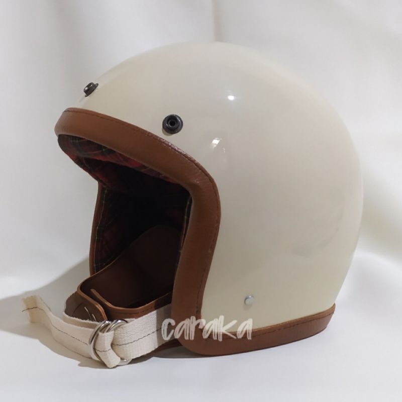 Helm Slim Head Putih Gading Glossy