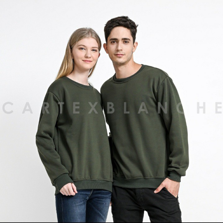 Sweater Besic Polos Bahan Fleece Sweater Besic Jumbo XXL Sweater Oblong Hijau Army Polos Sweater Pri
