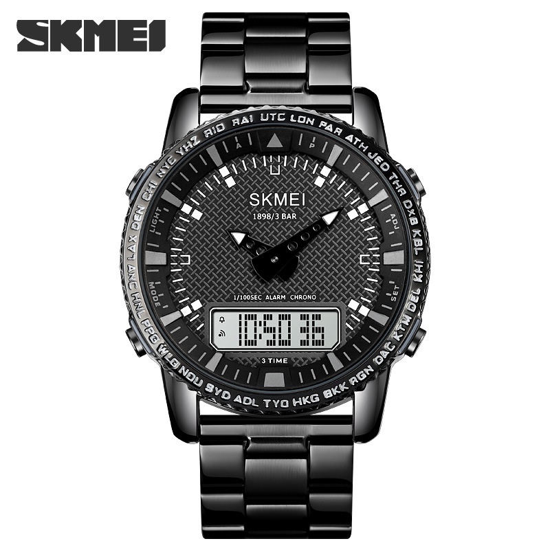 Jam Tangan Pria SKMEI 1898 Stainless Steel Analog Digital Original Skmei