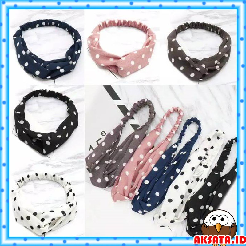 BANDANA KOREA STYLE MOTIF POLKADOT / BANDANA POLKADOT / BANDANA SIMPUL MOTIF POLKADOT