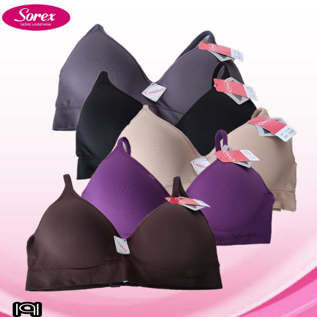 K191 - BRA/BH WANITA SOREX BUSA TIPIS TIGA PENGAIT ADA KAWAT SIZE 34-40 CUP B HARGA PER 1 PCS