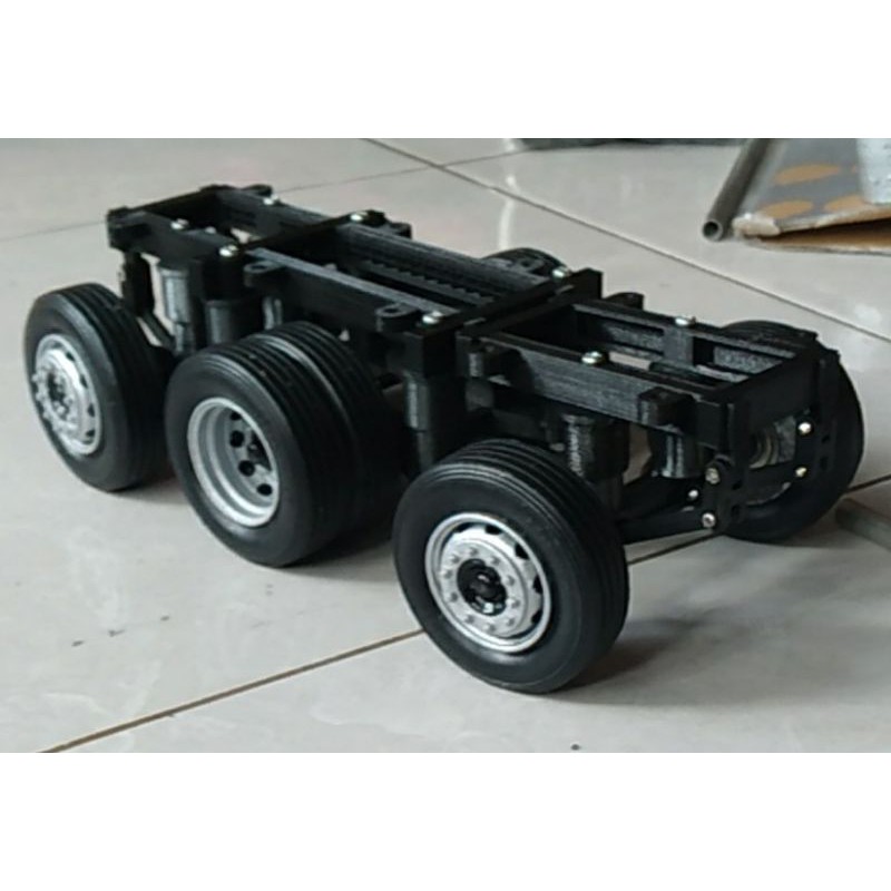 suspensi miniatur bus double axle skala 18/20 paket berikut ban NON RC
