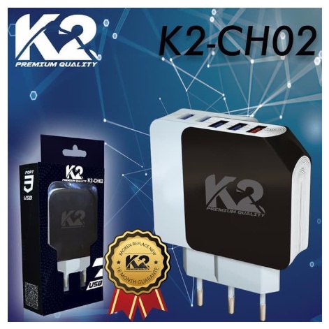 3 PORT USB Charger K2 Premium Quality K2-CH02 QUALCOMM 3.0 FAST