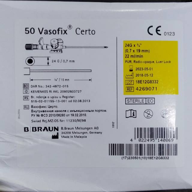 Vasofix bbraun 18/20/22/24