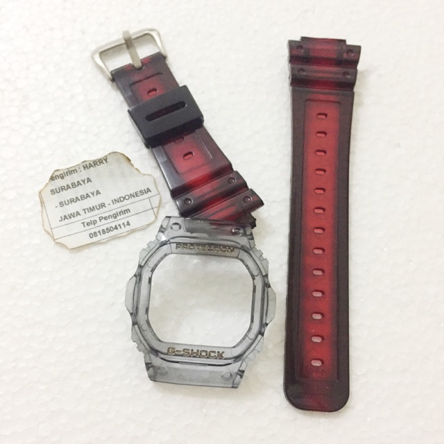 BNB Gshock DW5600 RED BLACK SMOKE Strap Besel Casio G-shock