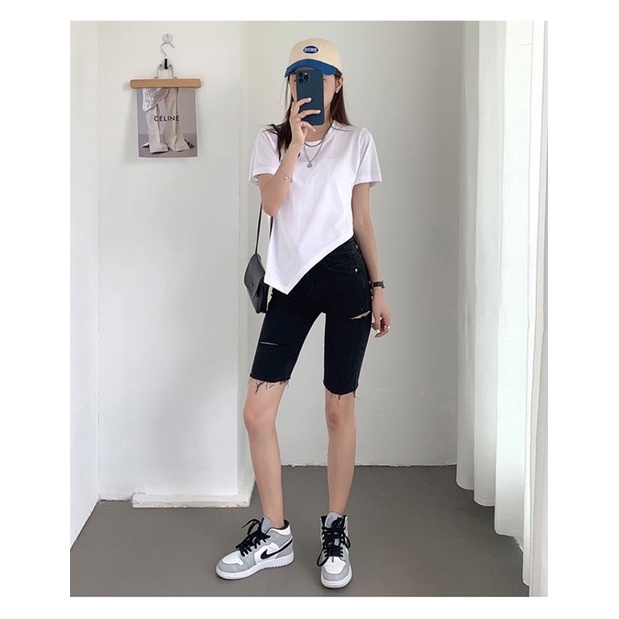 [CLEARANCE SALE] BIKER SHORT JEANS DENIM WANITA  CELANA PENDEK RIPPED PANTS MX862