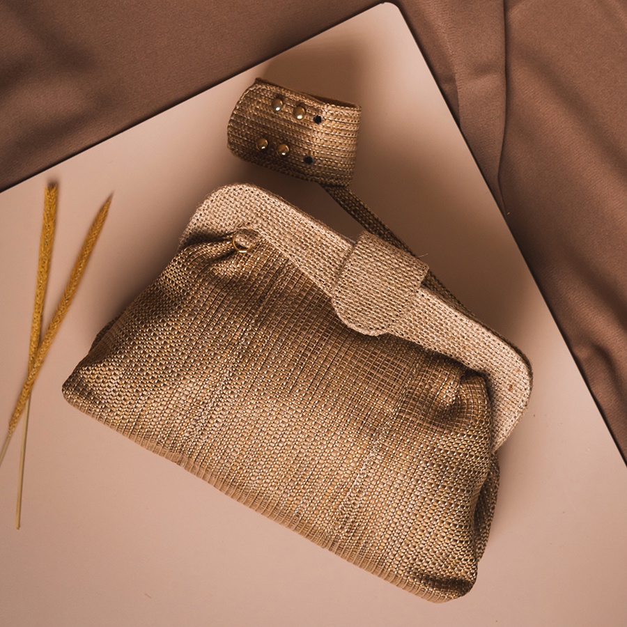 Tas Wanita Handmade Tas Karung Goni Tikar Tas Pesta Tas Lucu Tas Unik- Belle Clutch Bag Cream
