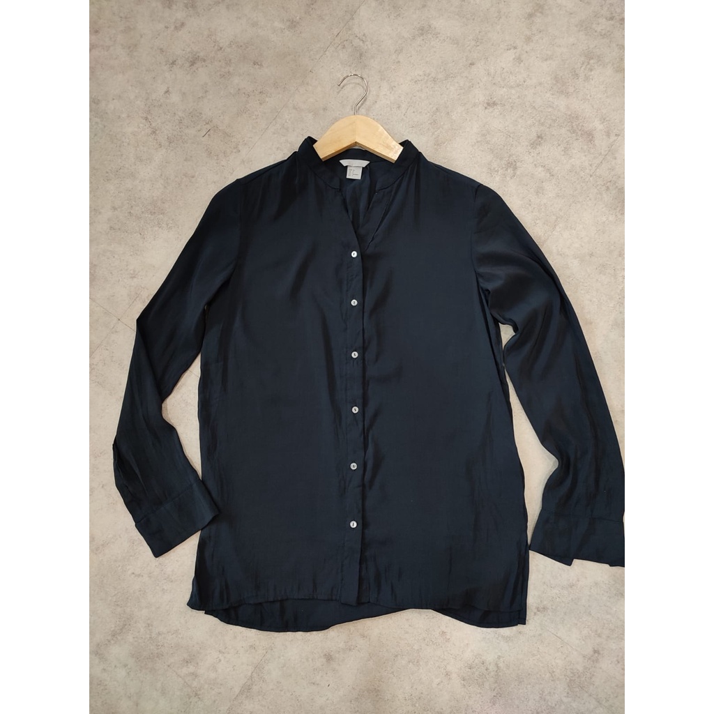 Kemeja Wanita Hitam Atasan Lengan Panjang Kekinian Black Blouse Woman-7
