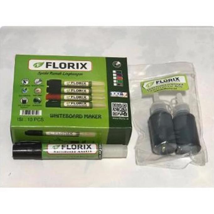 

Produk Unggulan] Spidol Whiteboard Florix Gratis Tinta Isi Ulang Ramah Lingkungan - Hitam