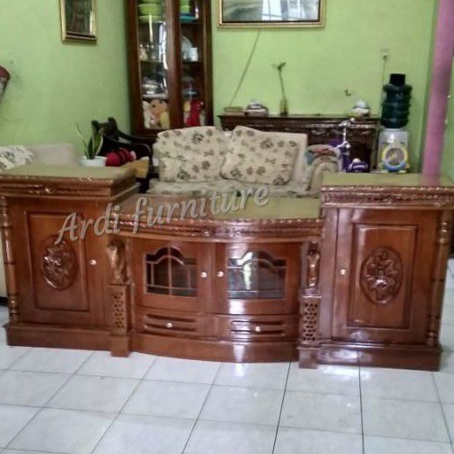 Meja tv ukir - meja tv kayu jati - bufet tv - bufet ukir - bufet kayu jati - bufed