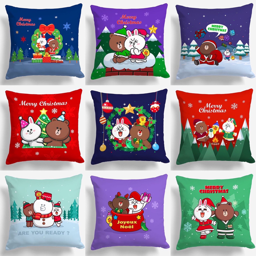 Bantal Sofa Print Motif Edisi Natal Christmas Holiday Season Santa Claus 40x40 cm