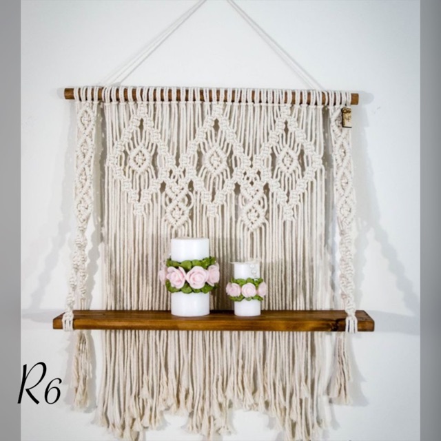 Rak dinding macrame gantung rak tanaman minimalis