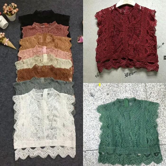 crop top wanita import/crop top brukat import/atasan wanita brukat