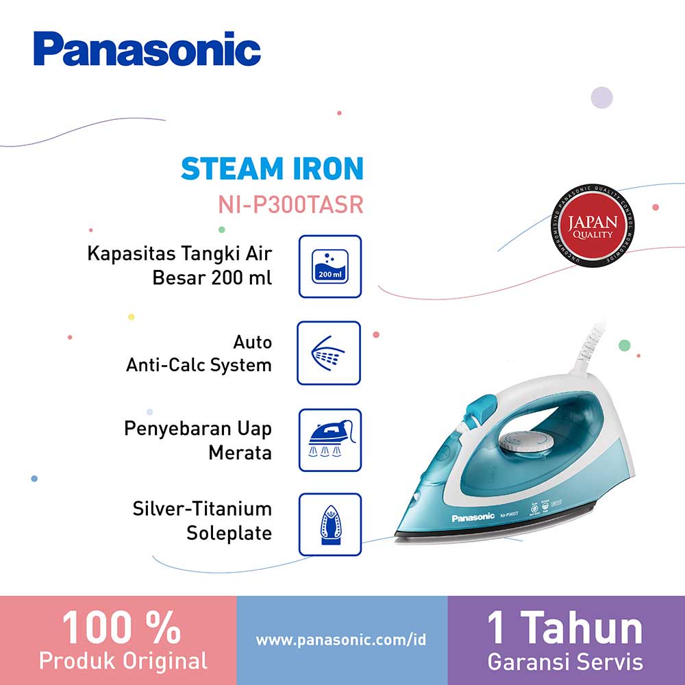 Panasonic Setrika Uap NI-P300TASR 350W | Steam &amp; Dry Iron NIP300T | NI-P 300T ASR | NI-P300 TASR