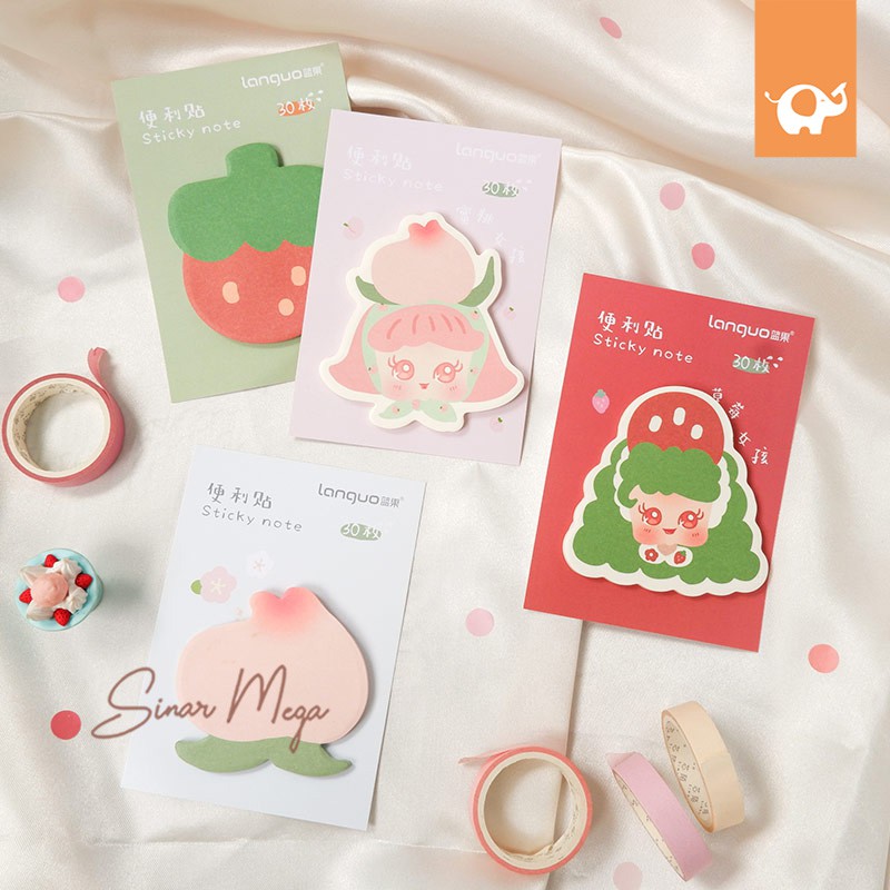 

Strawberry and Peach Sticky Notes / Kertas Memo Note Tempel Lucu Unik Murah