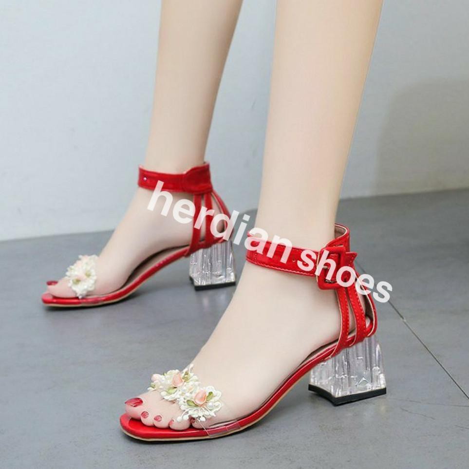 HERDIAN MS 03 BUNGA HEELS WANITA HAK KACA ✄➬ 59