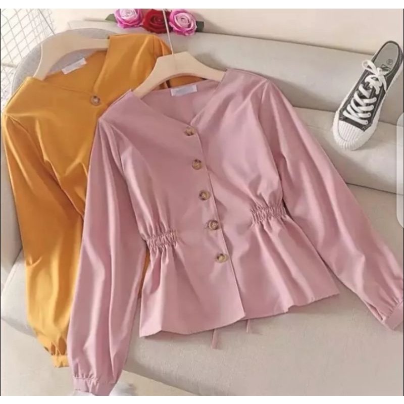 (ASF)kameja wanita violla_kemeja blouse koreaan_bahan moscrepe