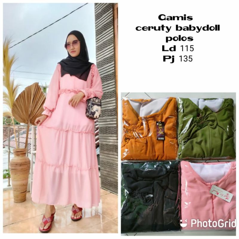 Gamis ceruty babydoll polos