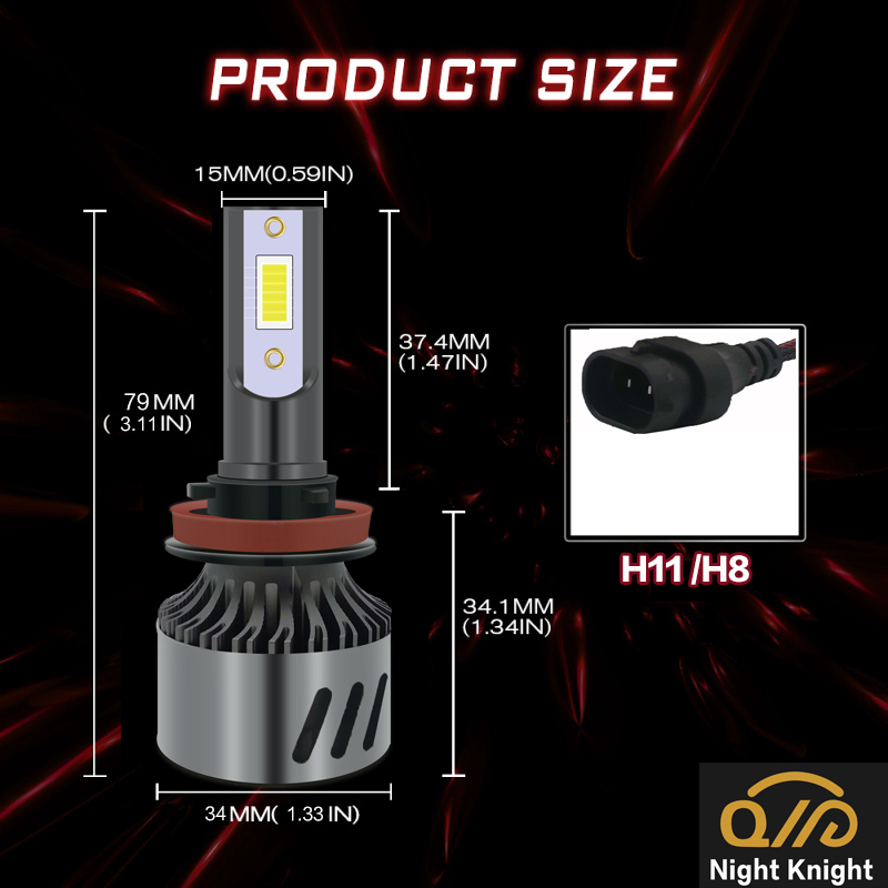 Night knight 1Pasang Lampu Mobil LED 14000LM Lampu LED Otomatis H4 H1 H3 H7 H8 H9 H11 H16 9005 HB3 9006 HB4 3000K 4300K 6000K 8000K