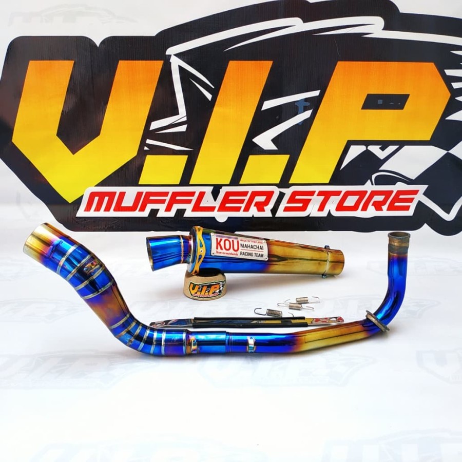 Knalpot KOU MAHACHAI Blue Gold Vario 150 - Vario 125 LED mantul