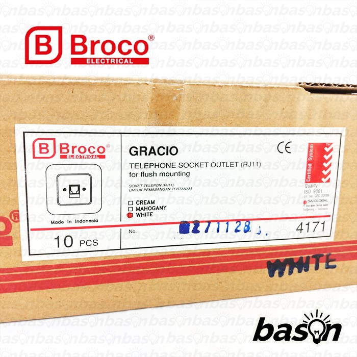 BROCO Gracio 4171 - Telephone Socket Outlet RJ11 | WH or CR