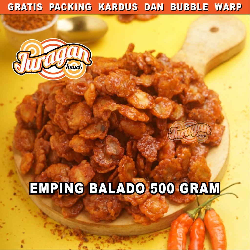 EMPING MELINJO PEDAS 500 gram snack kiloan makanan ringan jajanan cemilan camilan pedas manis asin gurih murah