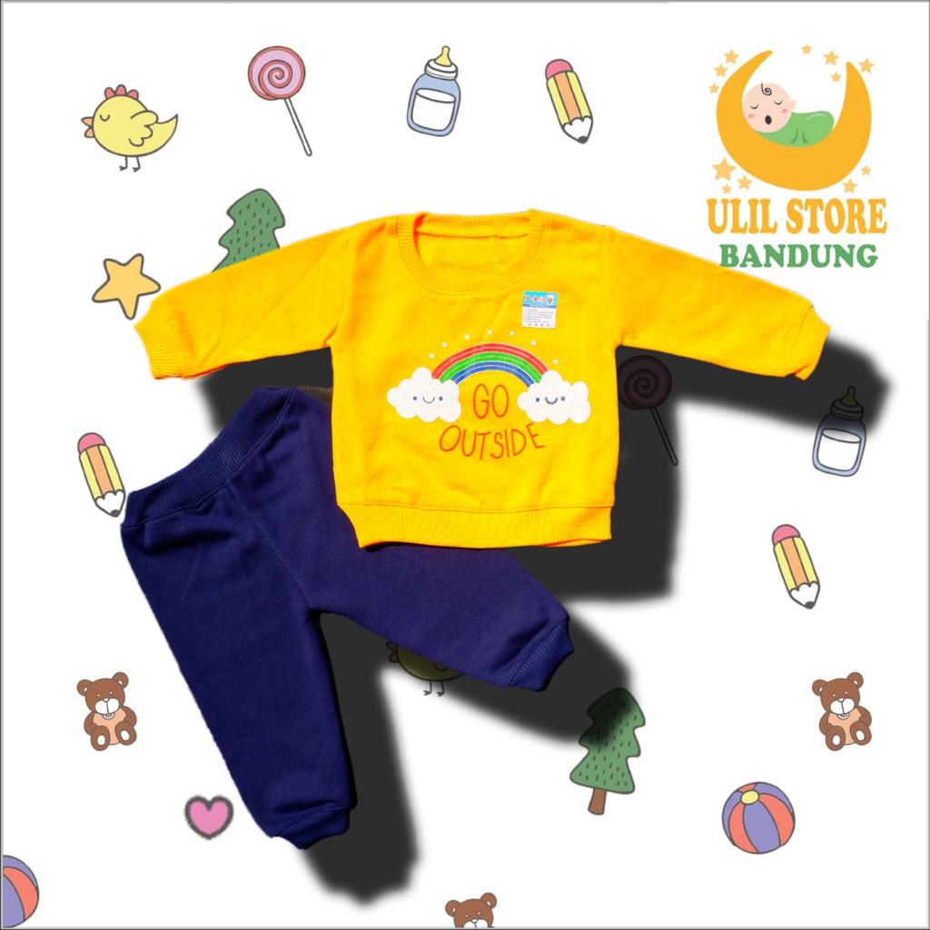 Setelan Jaket Bayi Anak 3 - 18 Bulan, Setelan Sweater Anak GO OUTSIDE, Sweater Bayi Celana Joger-2