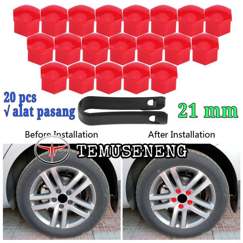 1 Set Isi 20 Cover Baut Ukuran 21 Mm Velg Mobil Plastik Tutup Baut Lugnut